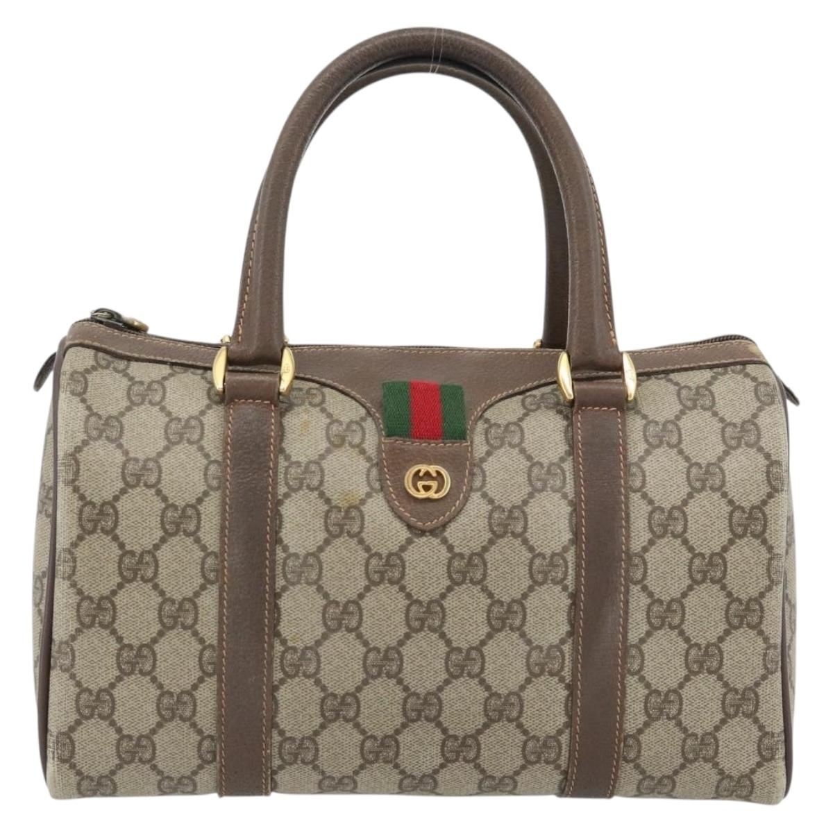 GUCCI GG Supreme Web Sherry Line Bag PVC Beige Gold 40 02 006 Auth BA12926