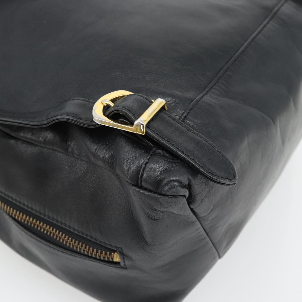 Gianni Versace Backpack Leather Black Gold Auth BA12927