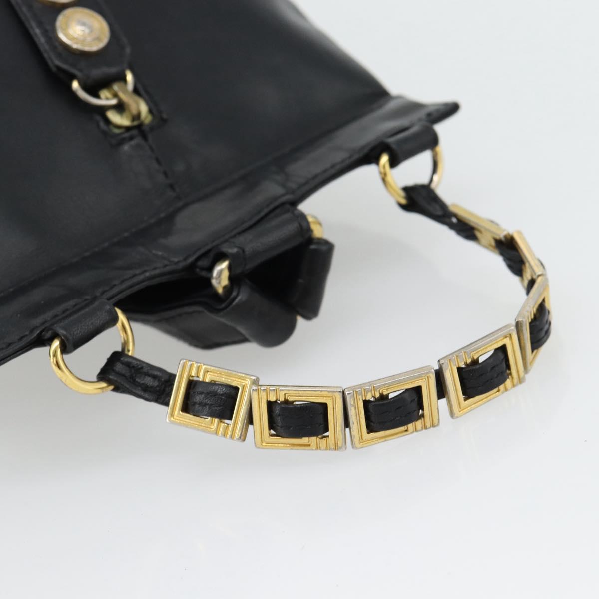 Gianni Versace Backpack Leather Black Gold Auth BA12927