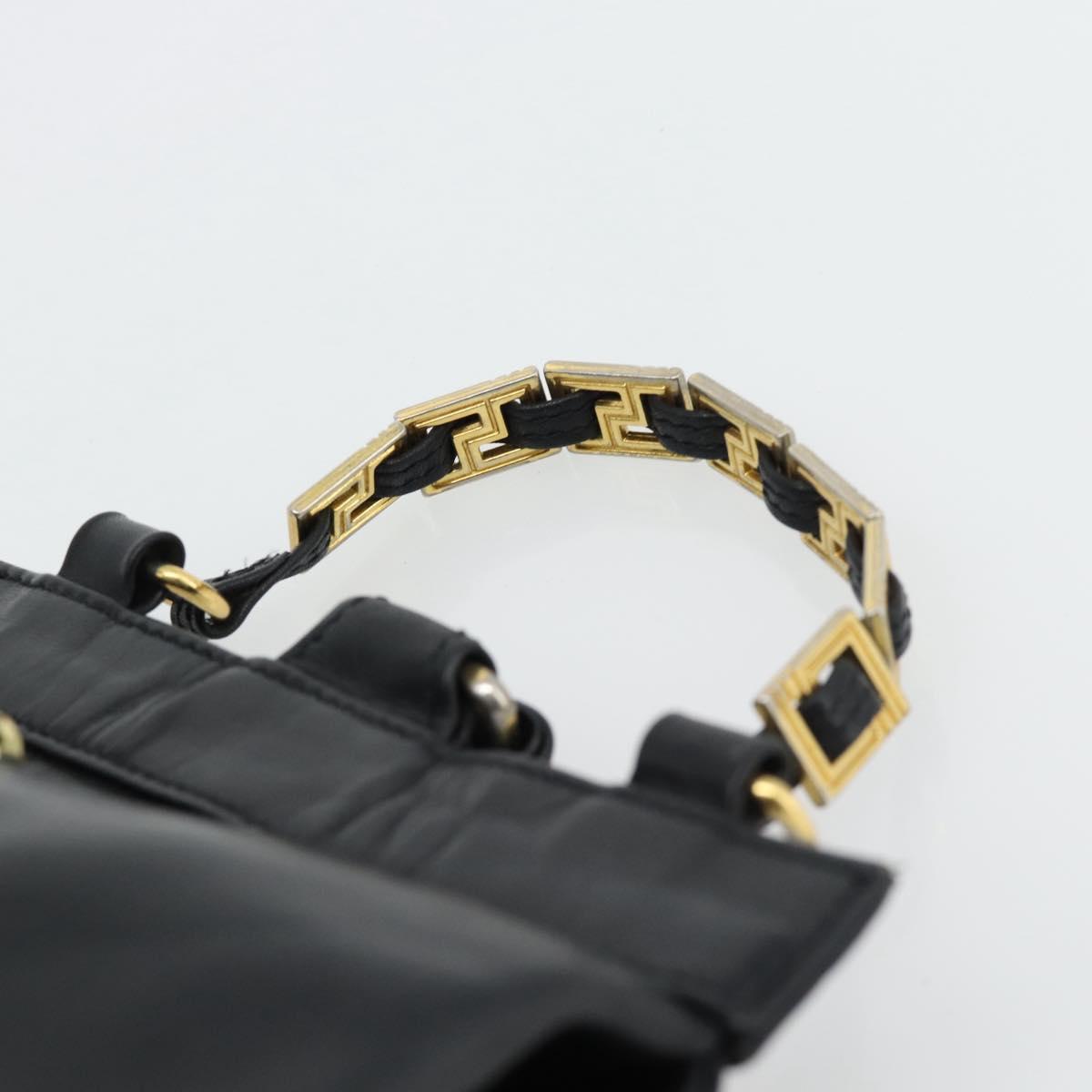 Gianni Versace Backpack Leather Black Gold Auth BA12927