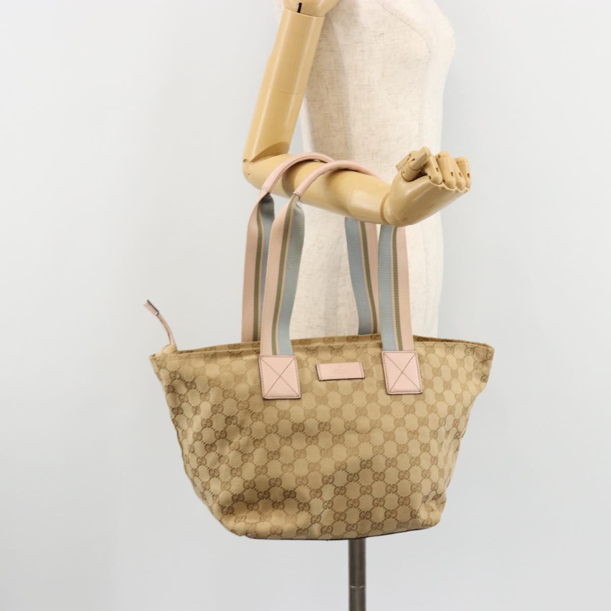 GUCCI GG Canvas Sherry Line Hand Bag Beige Gold 131230 Auth BA12928
