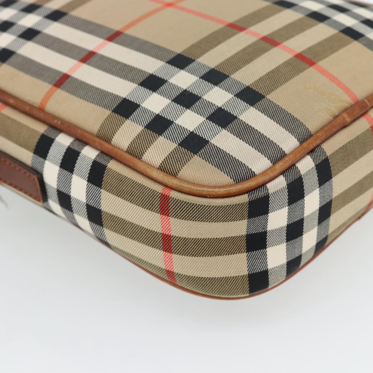 BURBERRY Nova Check Shoulder Bag Canvas Beige Gold Auth BA12930