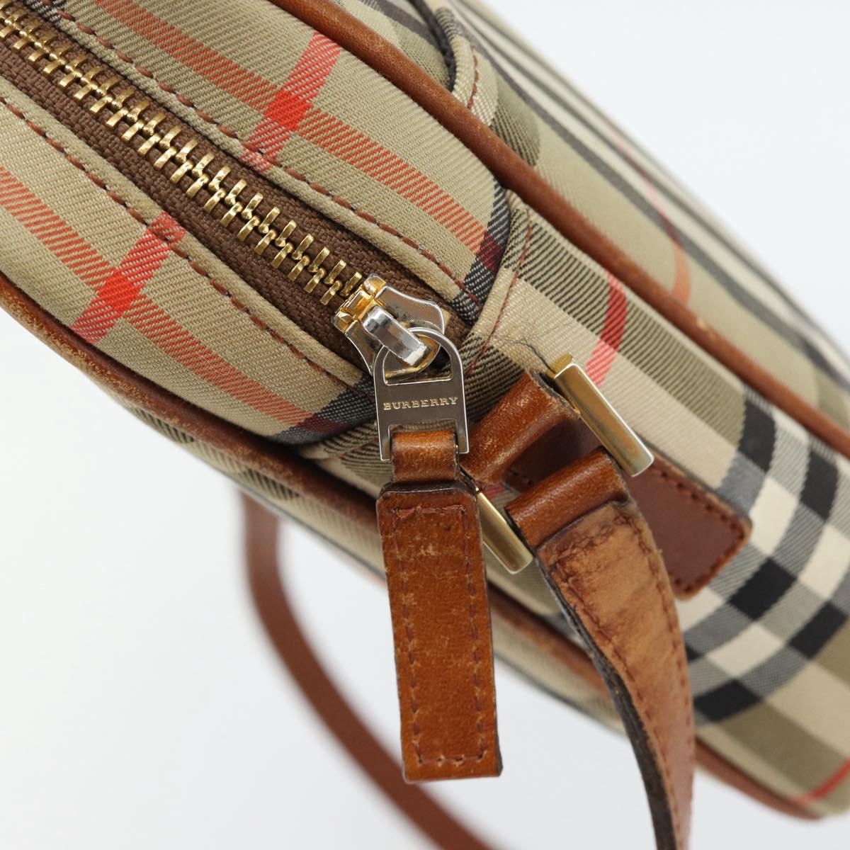 BURBERRY Nova Check Shoulder Bag Canvas Beige Gold Auth BA12930