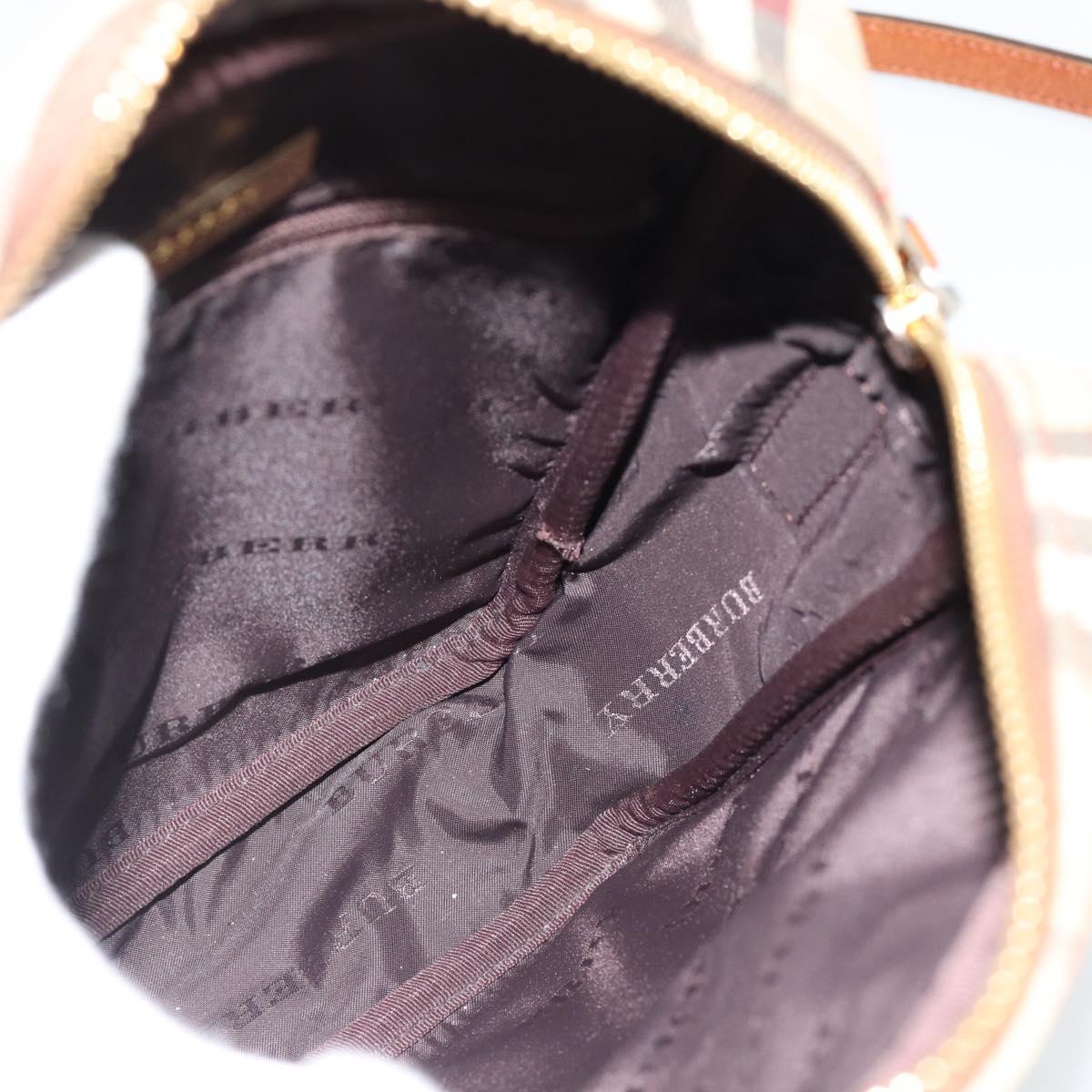 BURBERRY Nova Check Shoulder Bag Canvas Beige Gold Auth BA12930