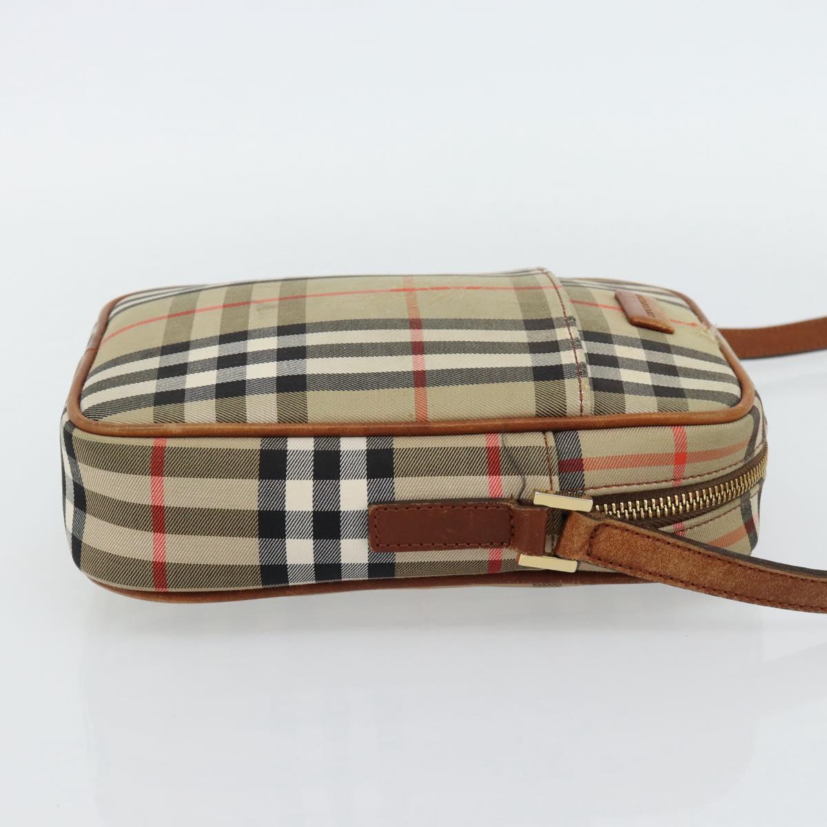 BURBERRY Nova Check Shoulder Bag Canvas Beige Gold Auth BA12930