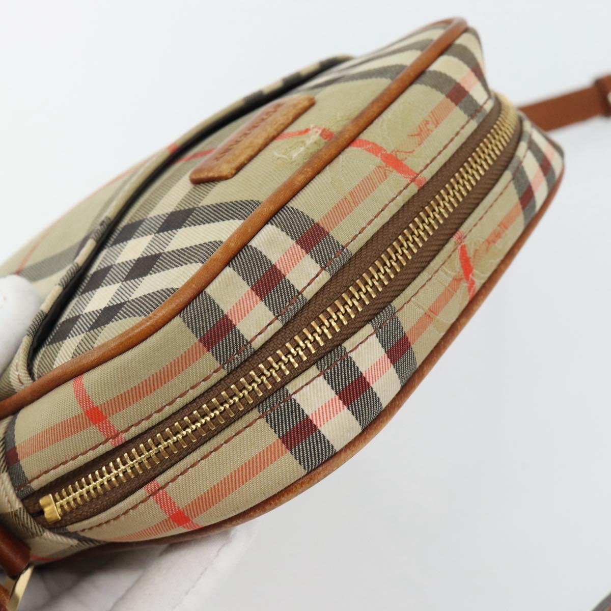 BURBERRY Nova Check Shoulder Bag Canvas Beige Gold Auth BA12930