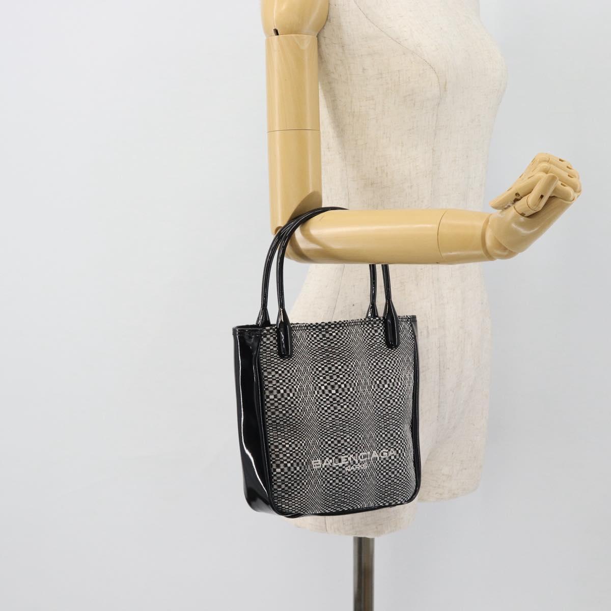 BALENCIAGA Hand Bag Canvas Gray Silver Auth BA12932