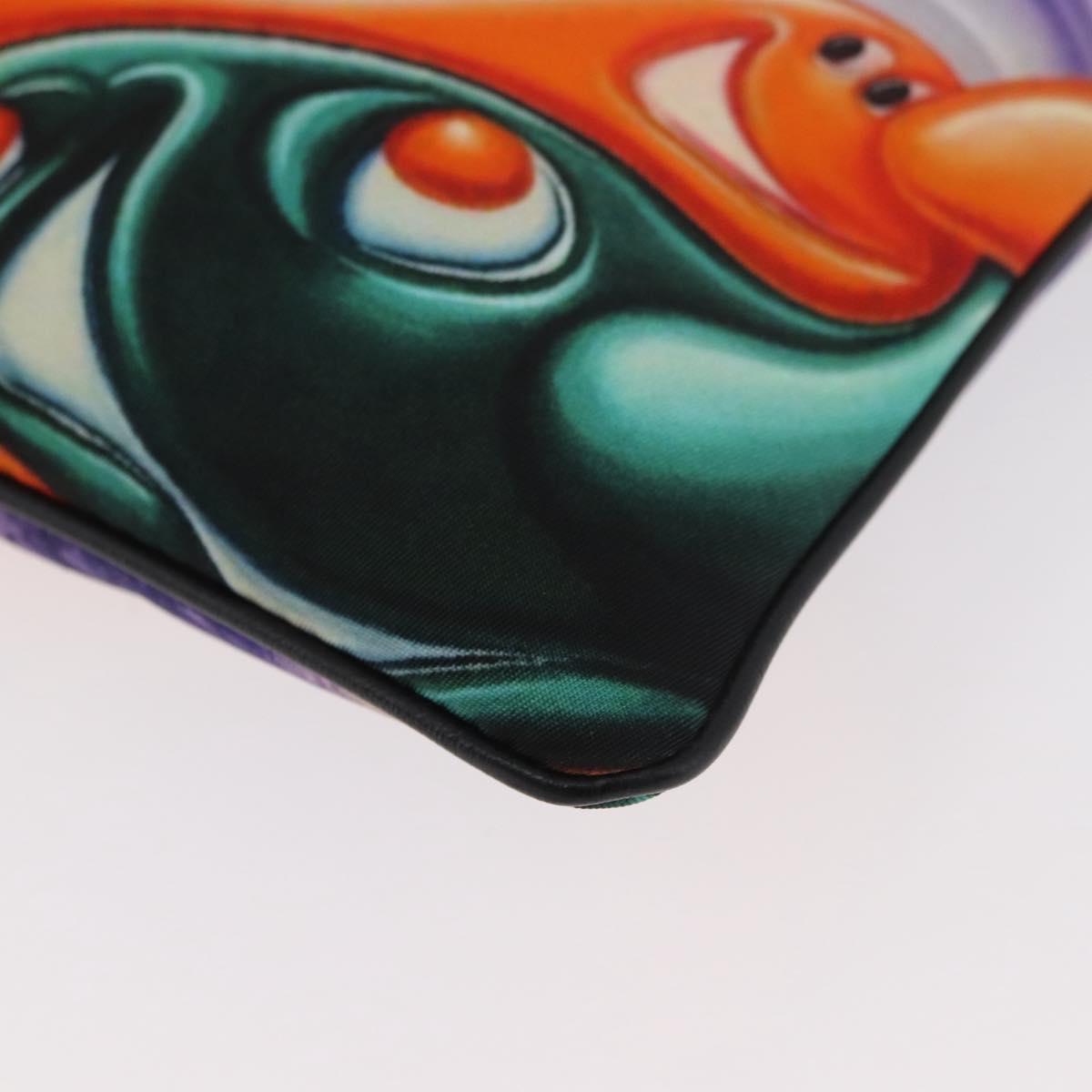 Christian Dior Pouch Nylon Orange Silver Auth BA12933