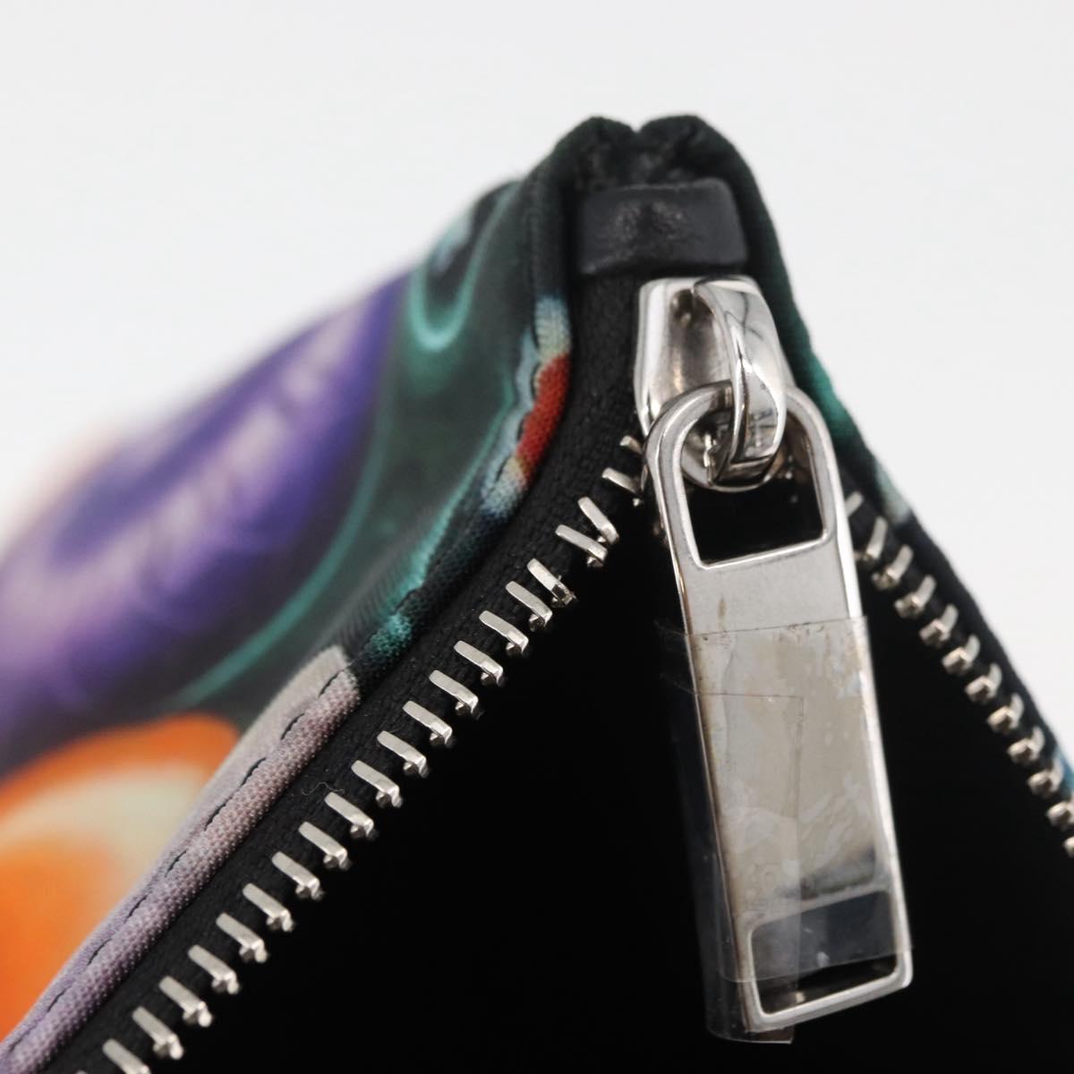 Christian Dior Pouch Nylon Orange Silver Auth BA12933