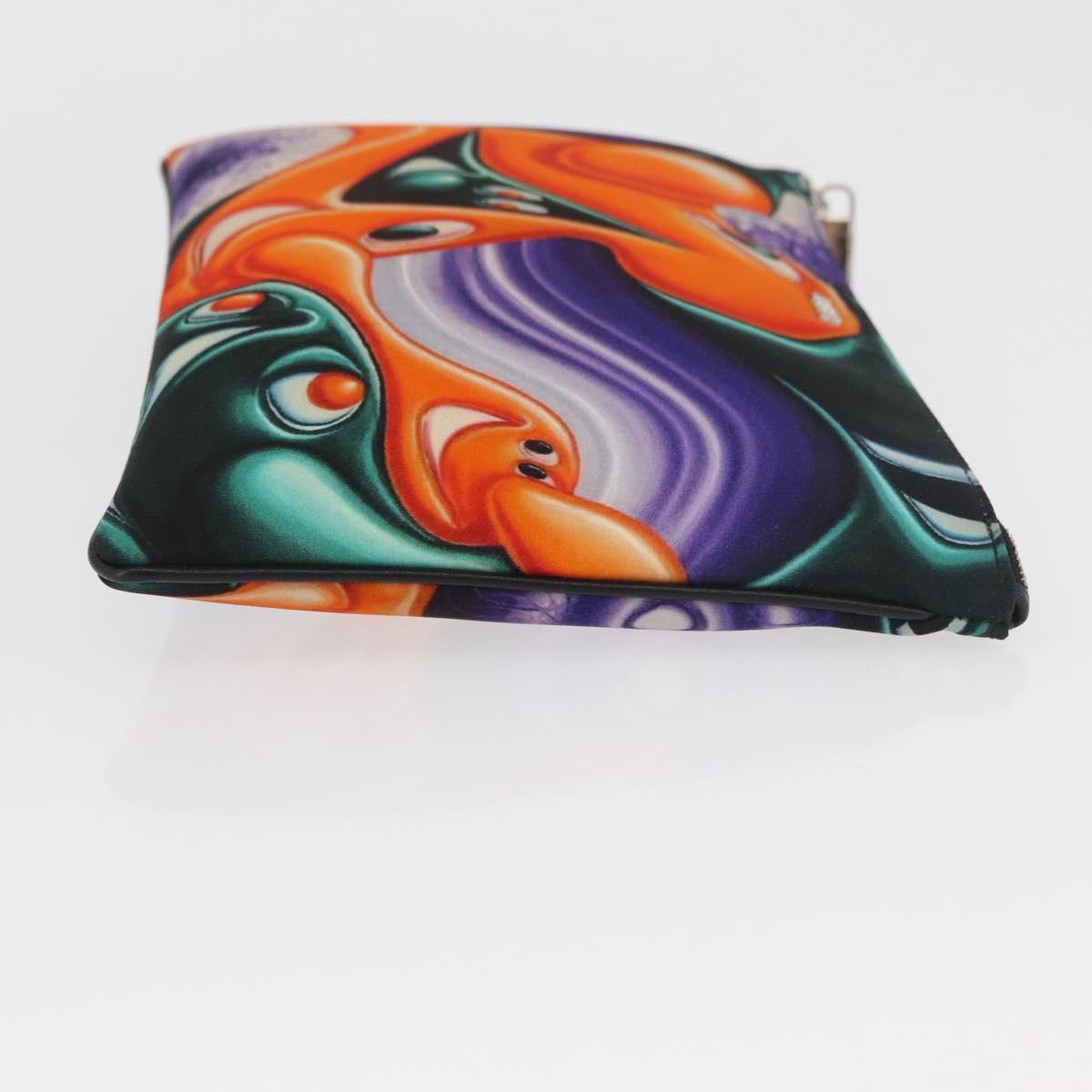 Christian Dior Pouch Nylon Orange Silver Auth BA12933