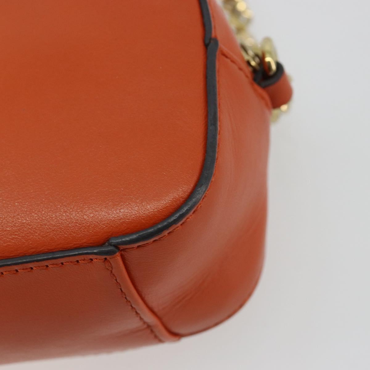 Jimmy Choo Chain Shoulder Pouch Leather Orange Gold Auth BA12938
