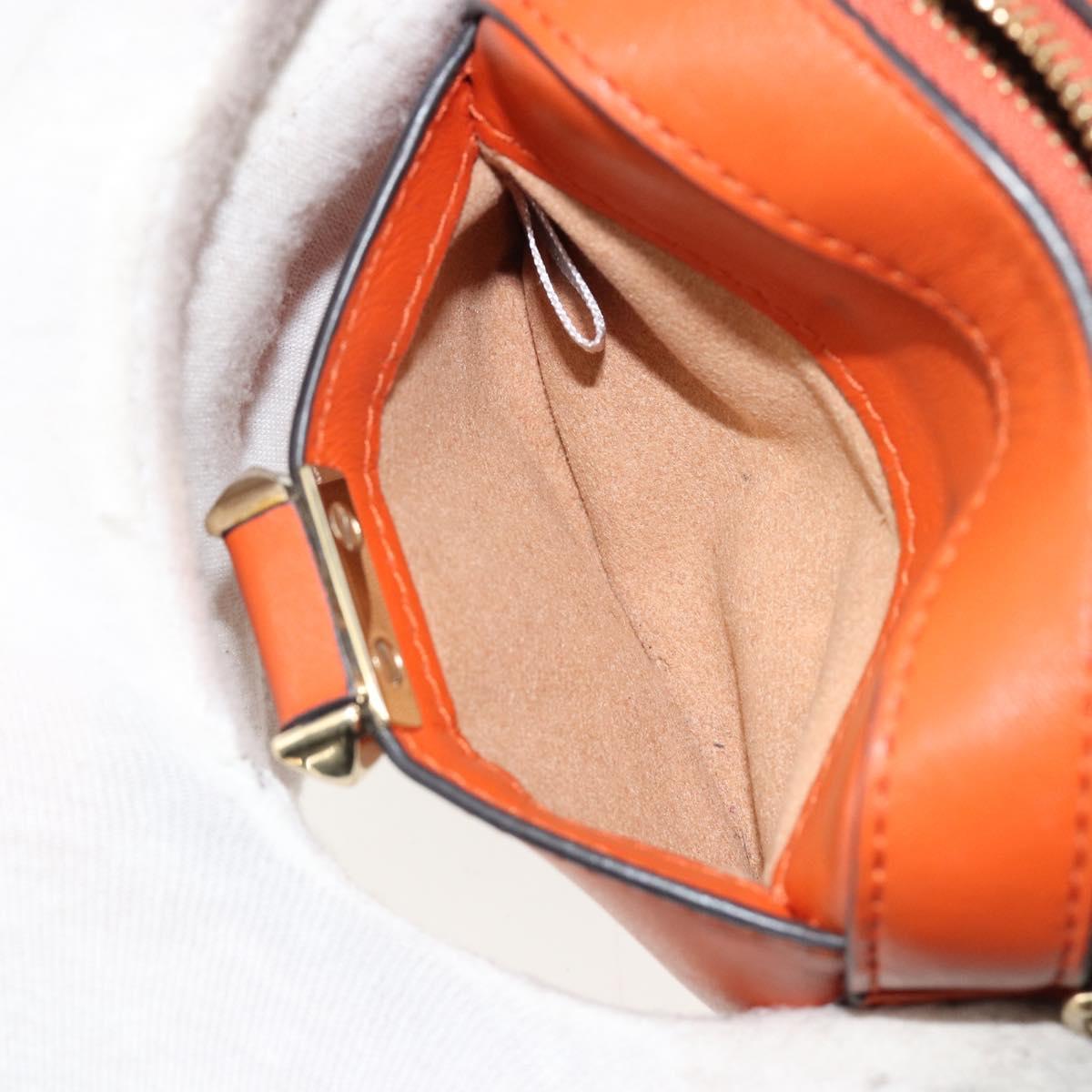 Jimmy Choo Chain Shoulder Pouch Leather Orange Gold Auth BA12938