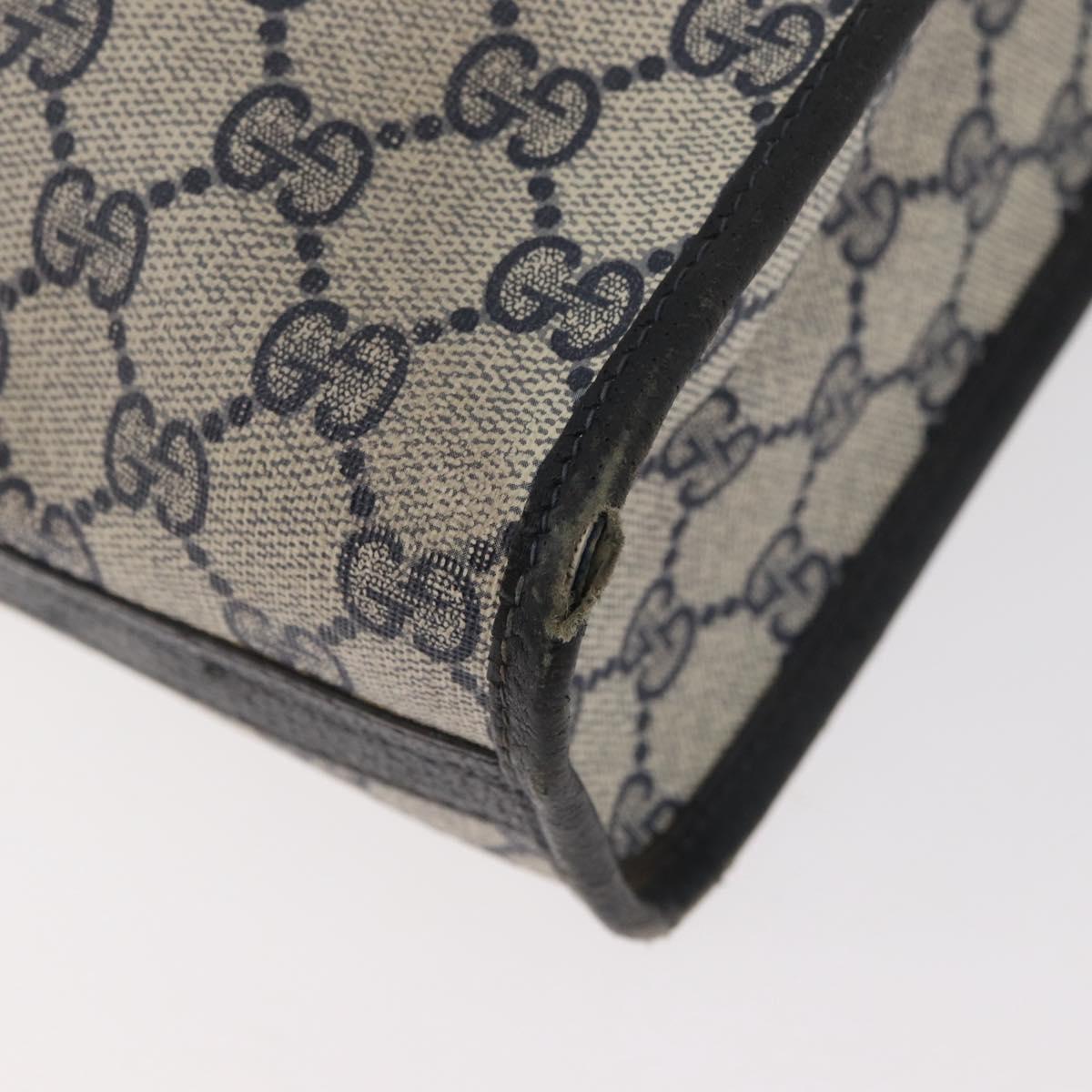 GUCCI GG Supreme Tote Bag PVC Navy Gold Auth BA12940