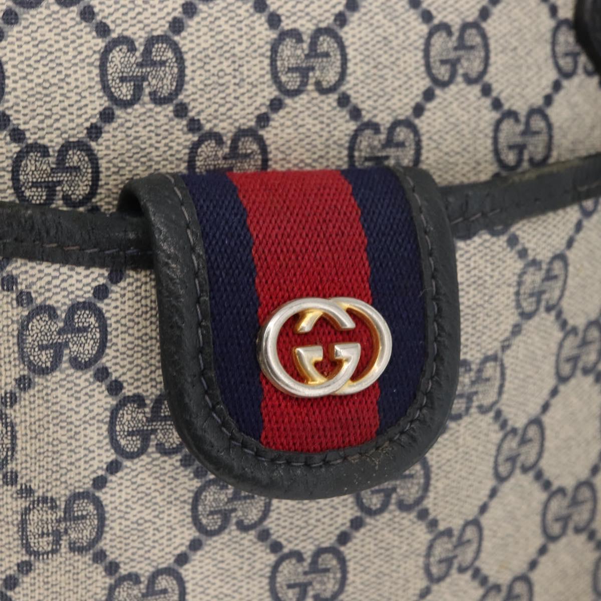 GUCCI GG Supreme Tote Bag PVC Navy Gold Auth BA12940