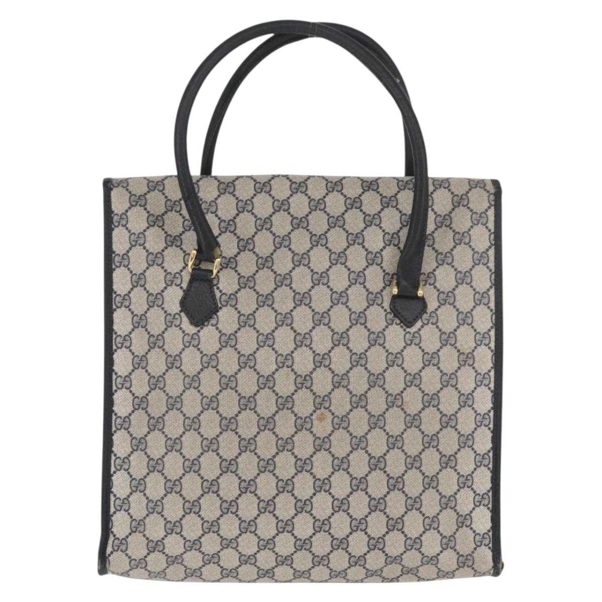 GUCCI GG Supreme Tote Bag PVC Navy Gold Auth BA12940