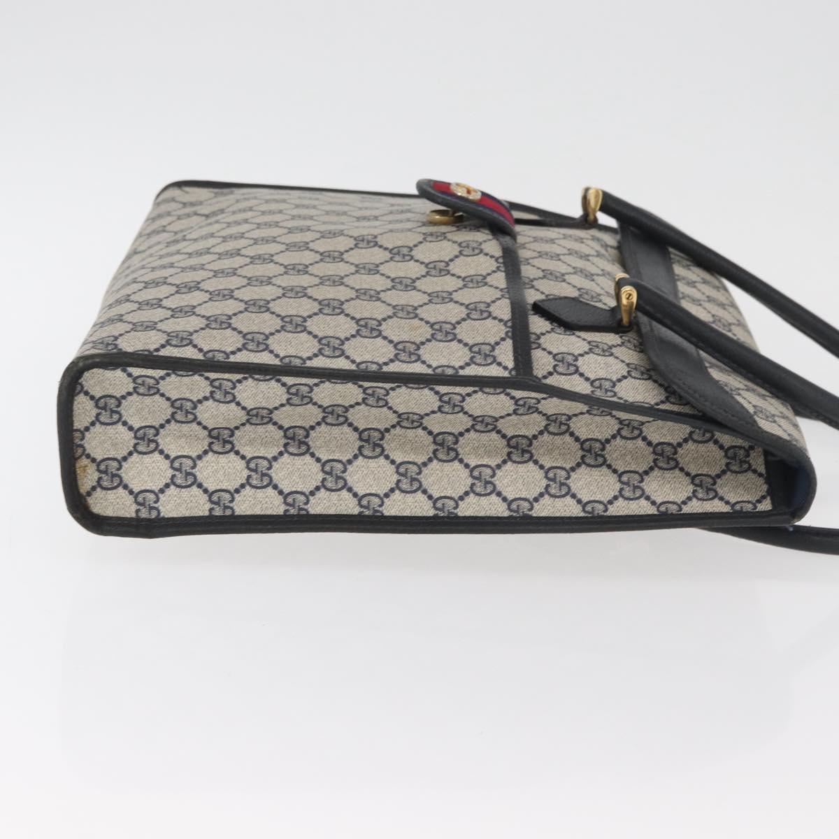 GUCCI GG Supreme Tote Bag PVC Navy Gold Auth BA12940