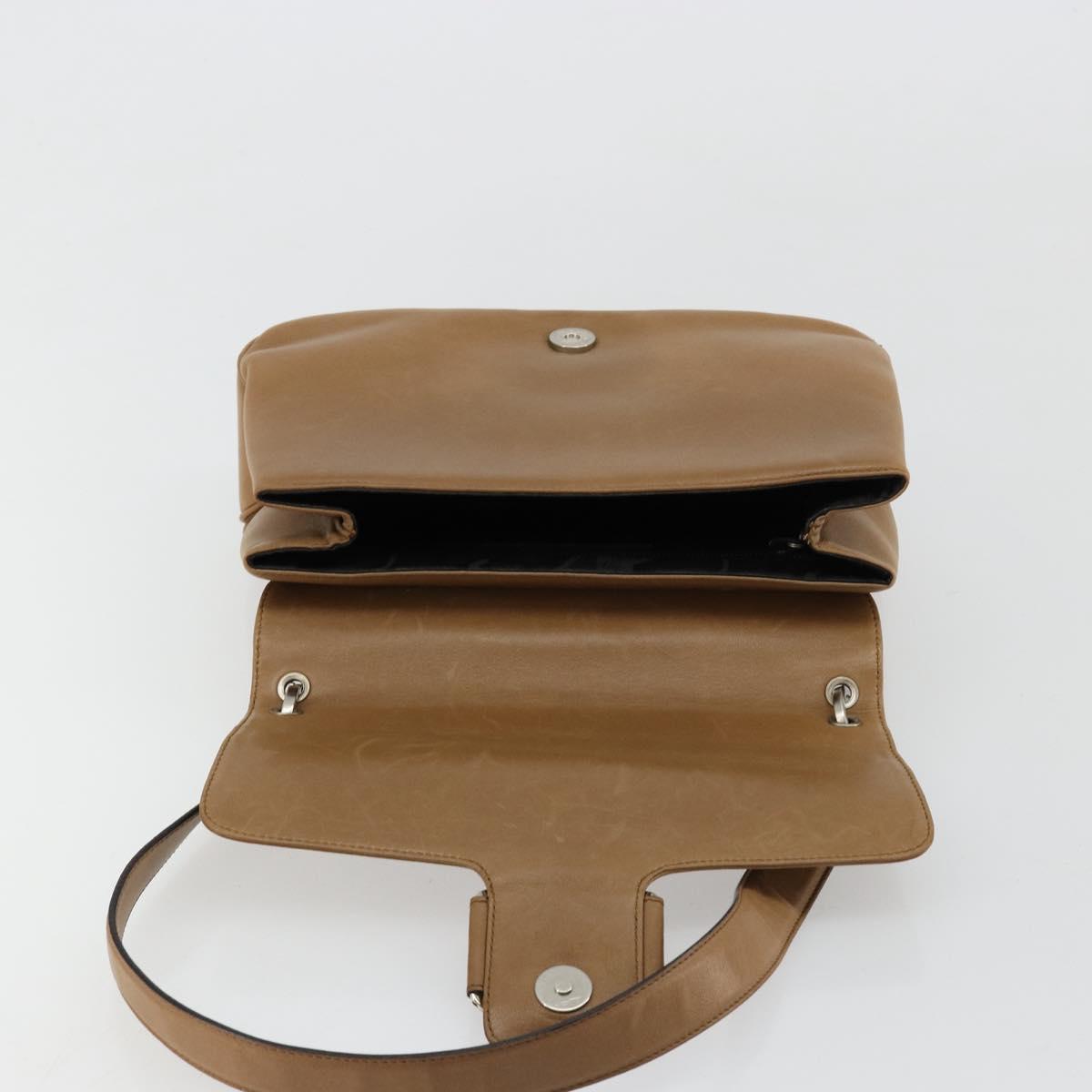 Salvatore Ferragamo Vala Hand Bag Leather Brown Silver Auth BA12946A