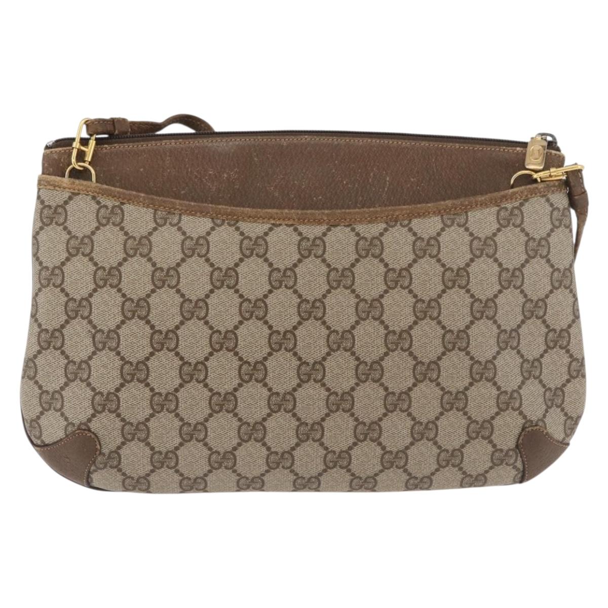 GUCCI GG Supreme Web Sherry Line Bag PVC Beige Gold 904 02 026 Auth BA12949