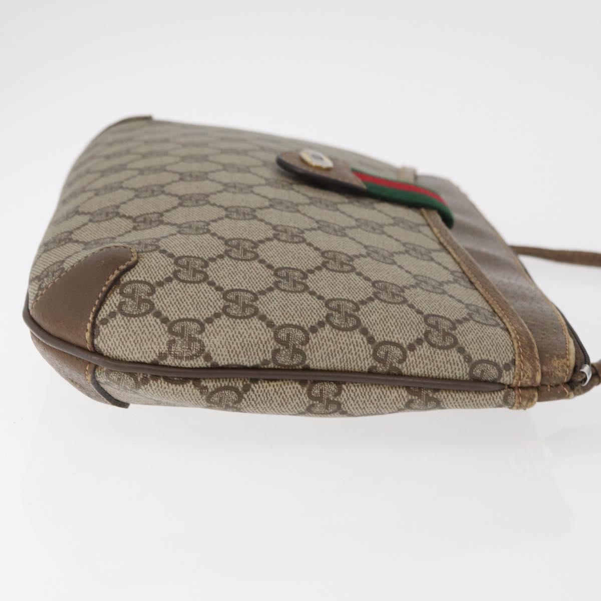 GUCCI GG Supreme Web Sherry Line Bag PVC Beige Gold 904 02 026 Auth BA12949