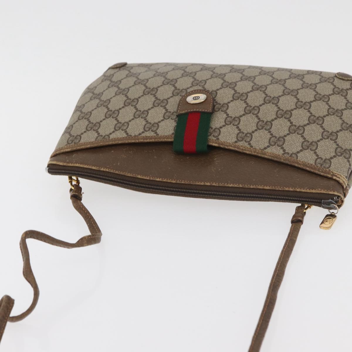 GUCCI GG Supreme Web Sherry Line Bag PVC Beige Gold 904 02 026 Auth BA12949