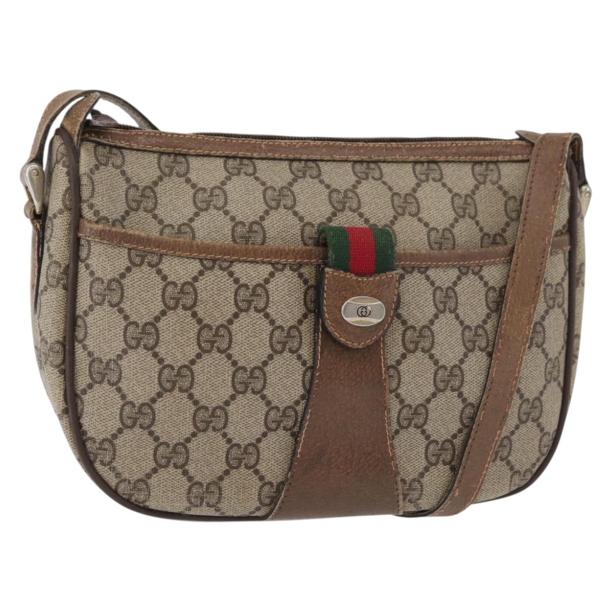 GUCCI GG Supreme Web Sherry Line Bag PVC Beige Gold 89 02 032 Auth BA12950