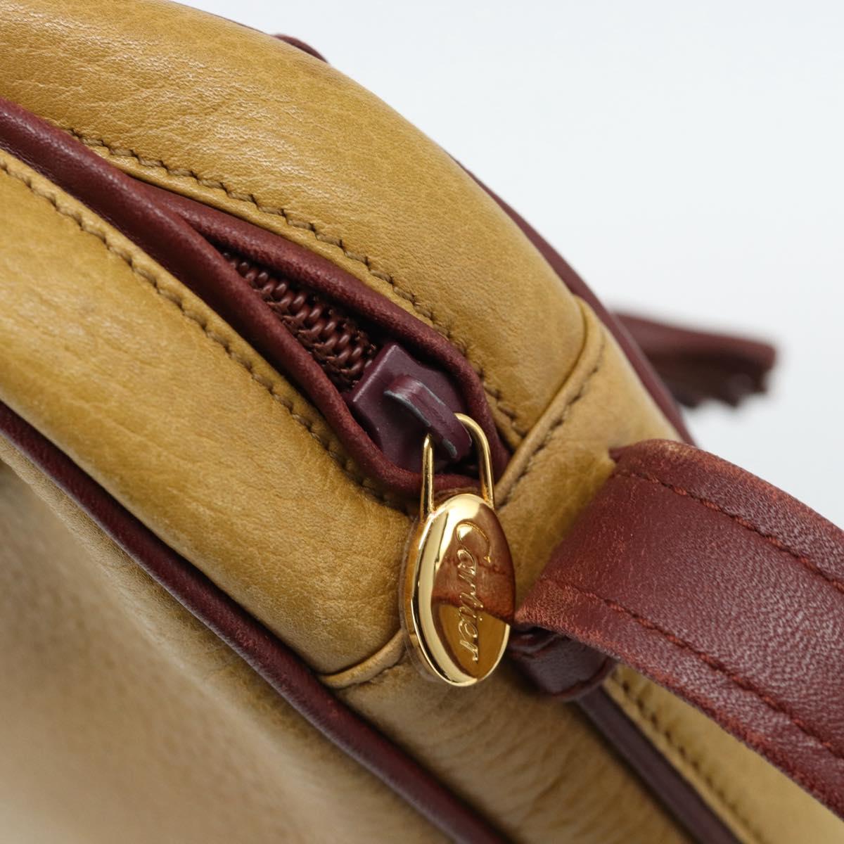 CARTIER Must Line Shoulder Bag Leather Yellow Gold Auth BA12956