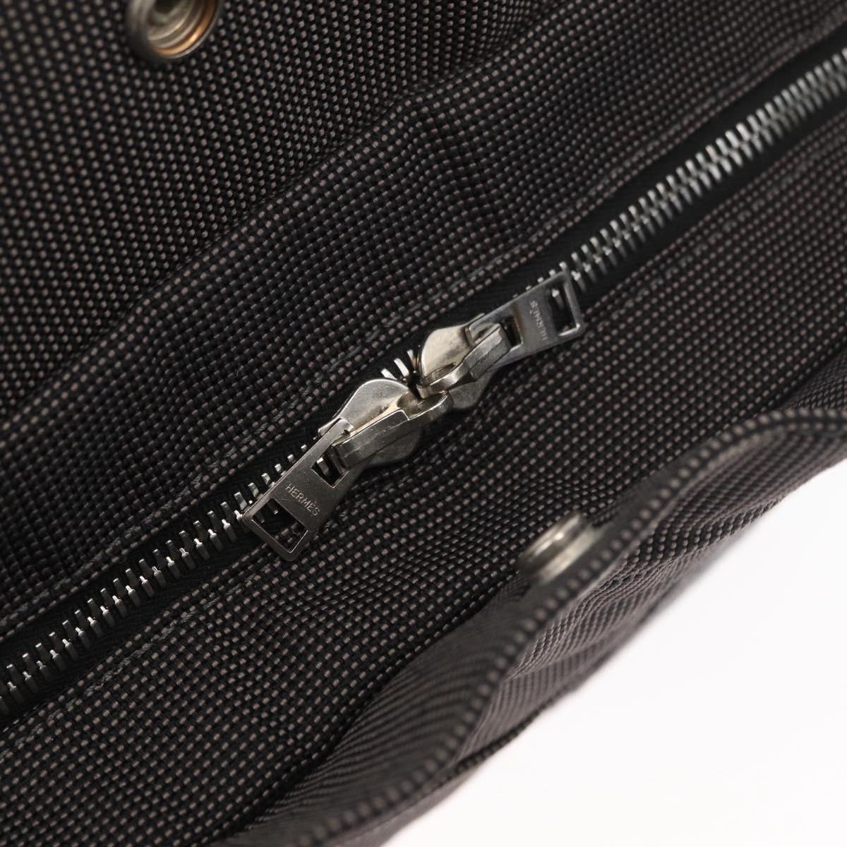HERMES Her LineMM Hand Bag Canvas Gray Silver Auth BA12968A