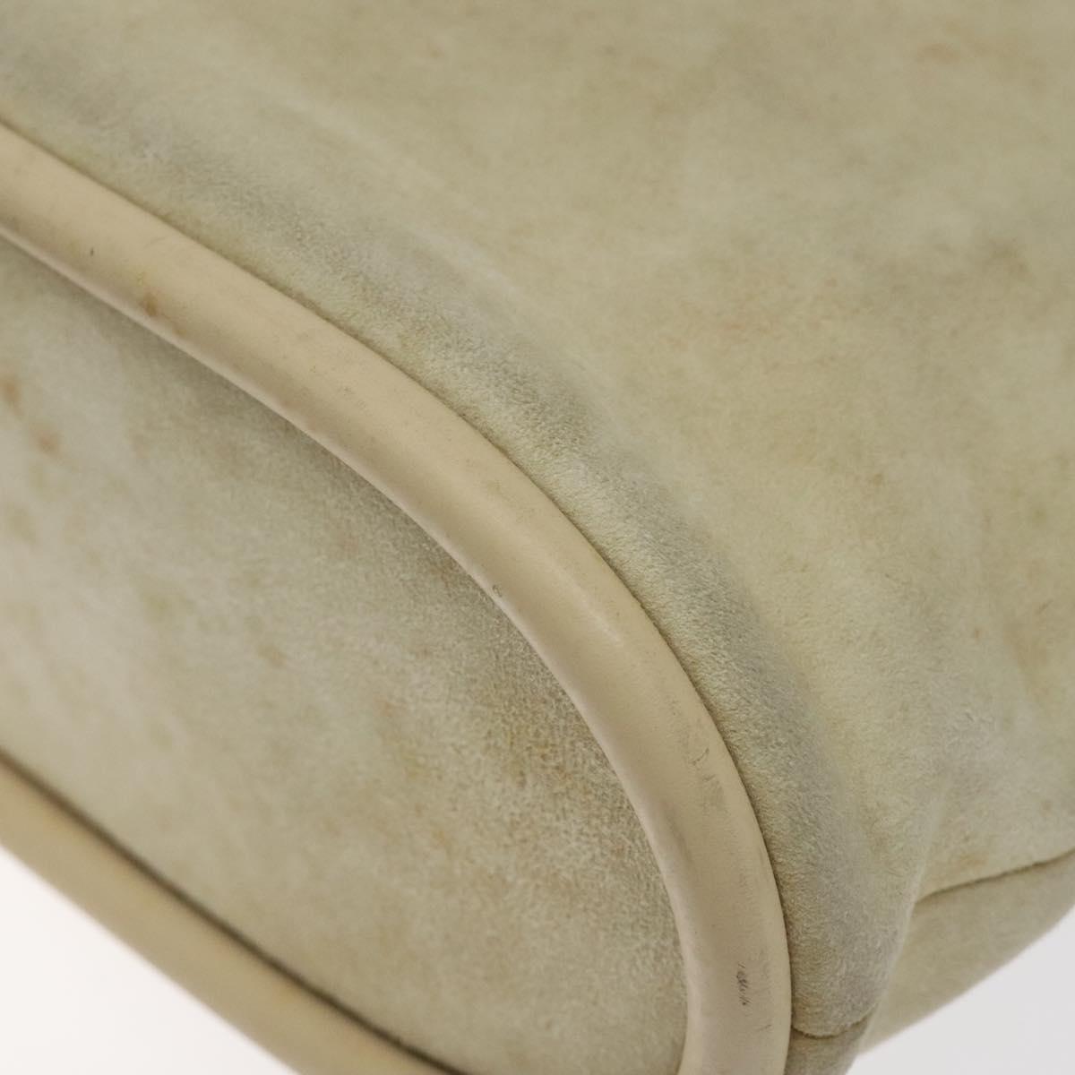 GUCCI Shoulder Bag Suede Beige Gold Auth BA1297