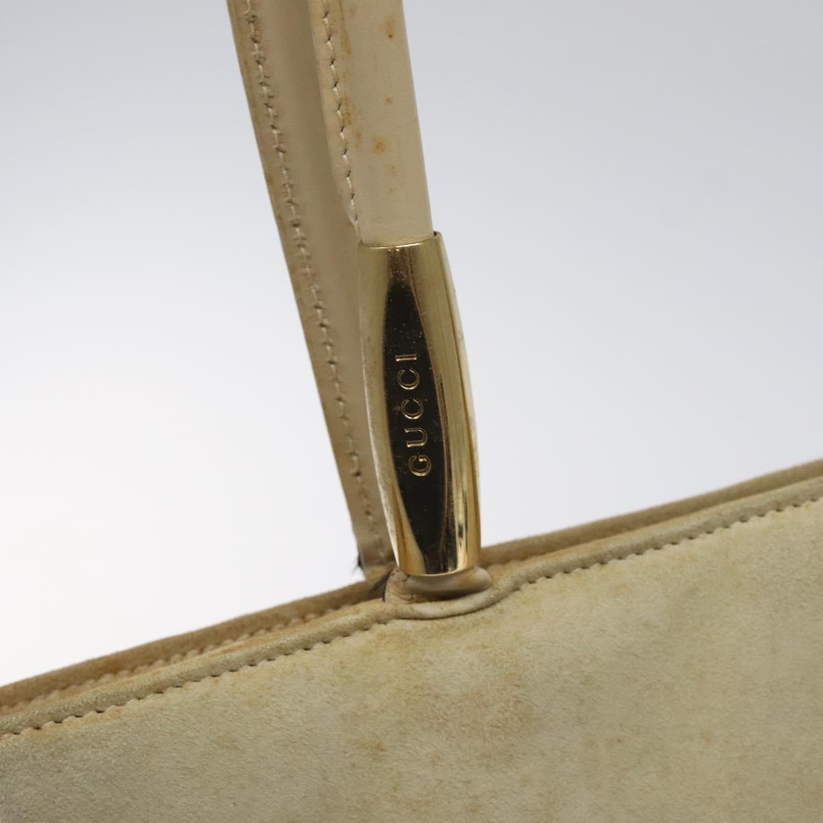 GUCCI Shoulder Bag Suede Beige Gold Auth BA1297