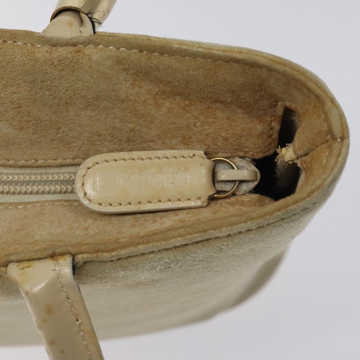 GUCCI Shoulder Bag Suede Beige Gold Auth BA1297