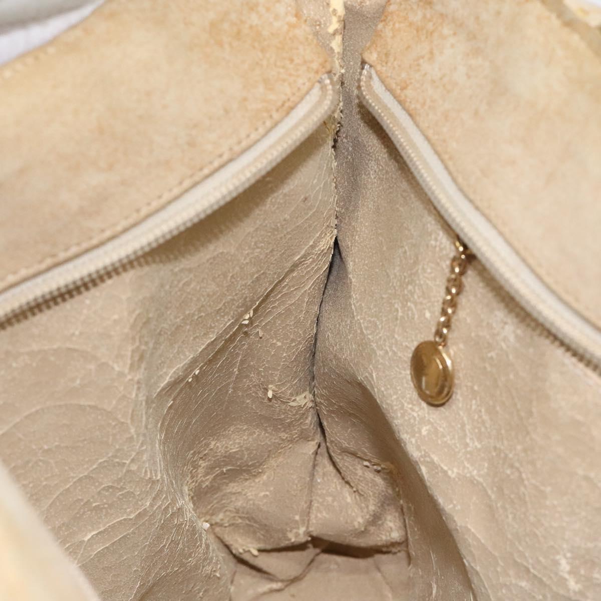 GUCCI Shoulder Bag Suede Beige Gold Auth BA1297
