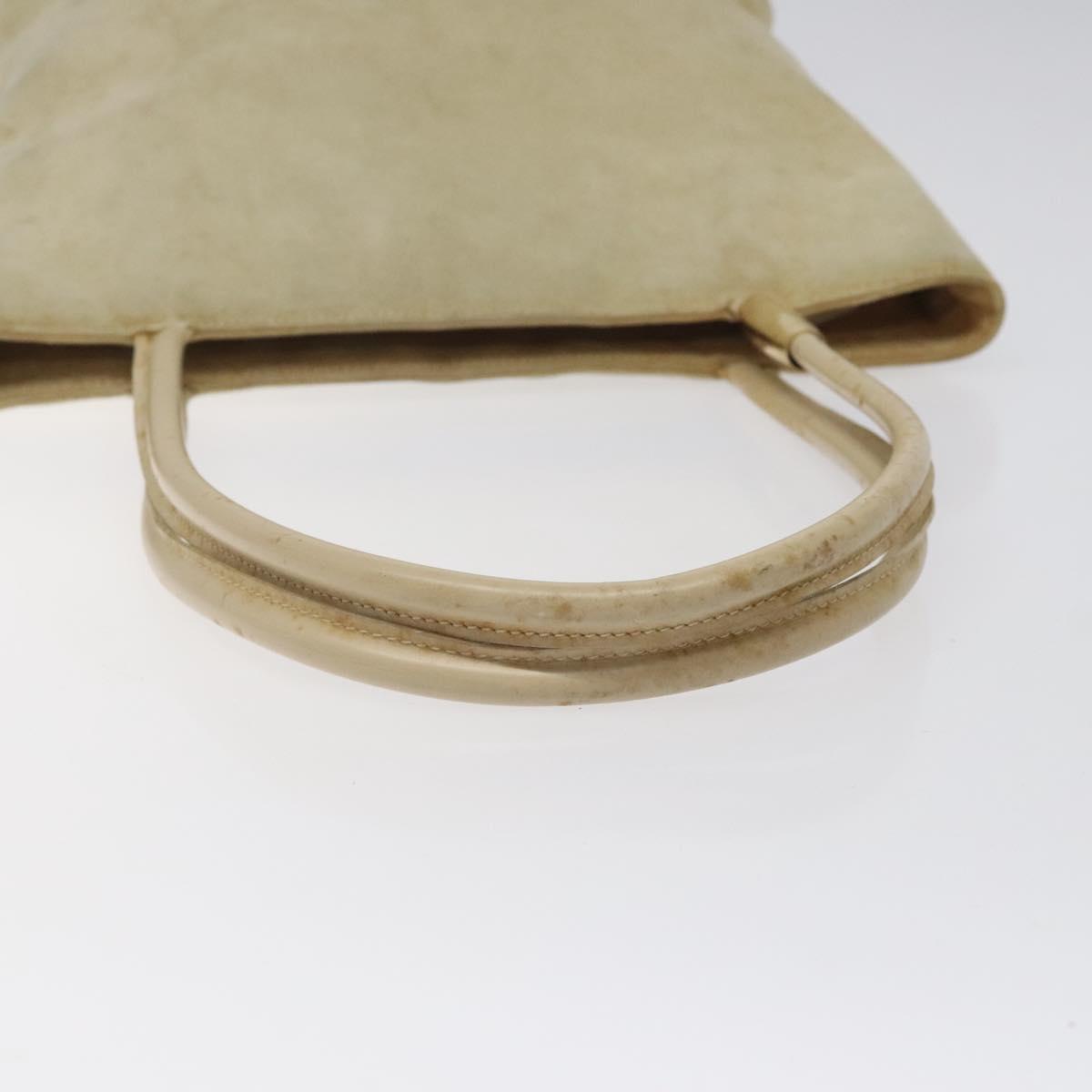 GUCCI Shoulder Bag Suede Beige Gold Auth BA1297