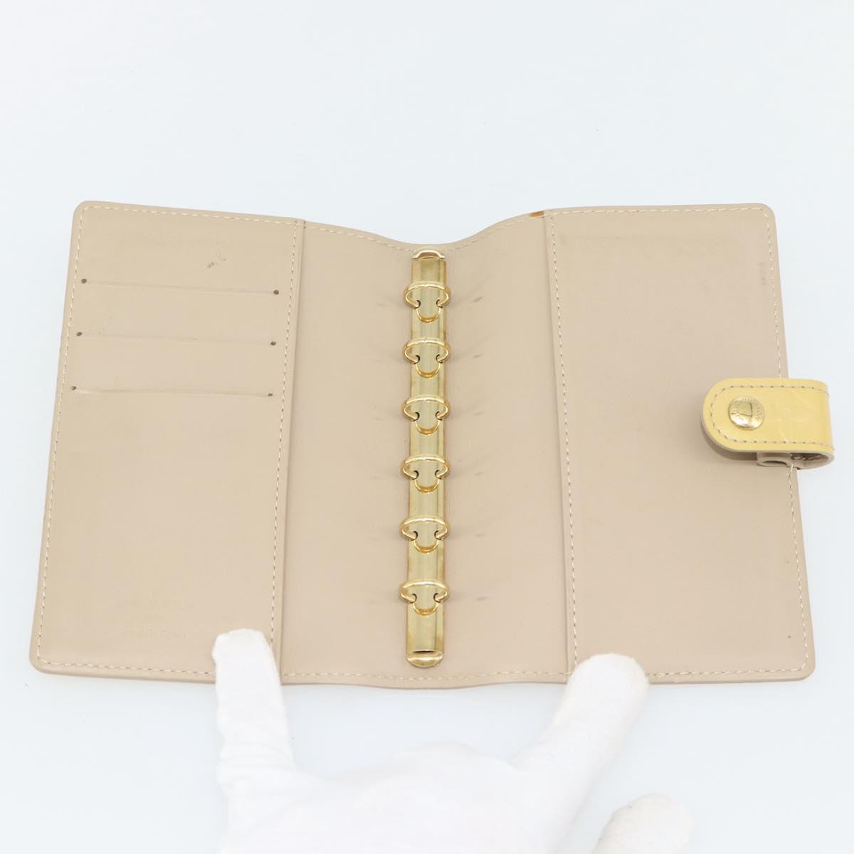 LOUIS VUITTON Vernis Agenda PM Day Planner Cover Beige R21001 LV Auth BA12970A