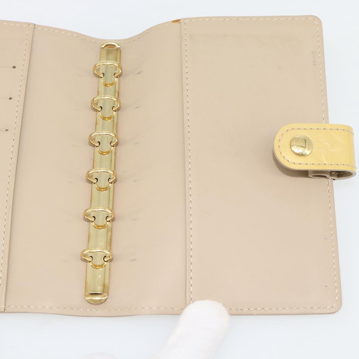 LOUIS VUITTON Vernis Agenda PM Day Planner Cover Beige R21001 LV Auth BA12970A