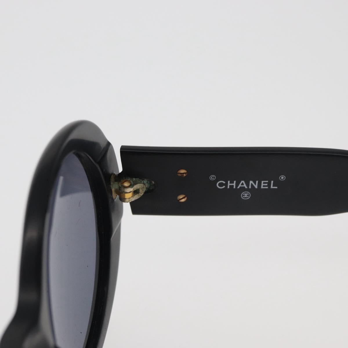 CHANEL COCO Mark Sunglasses plastic Black CC Auth BA12977