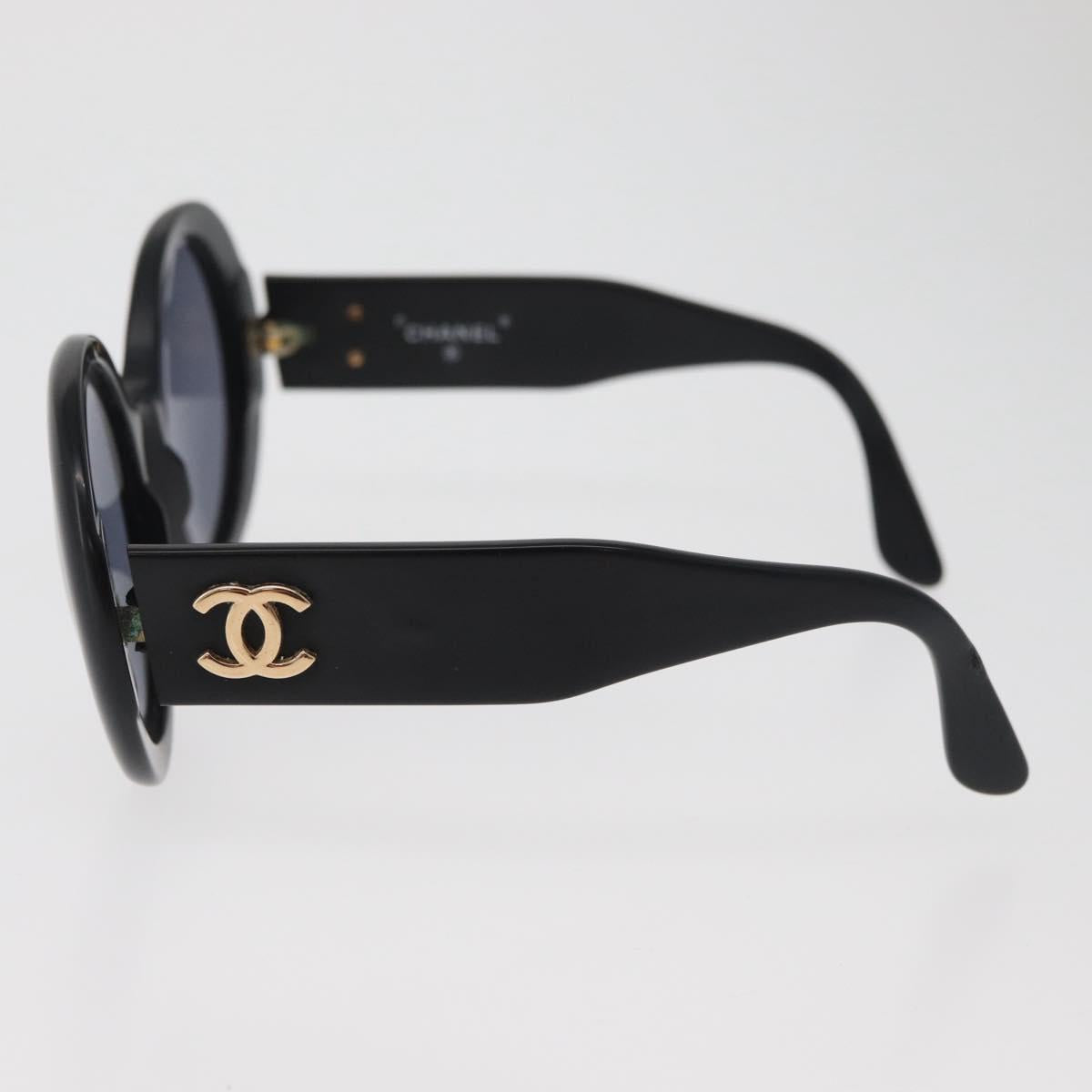 CHANEL COCO Mark Sunglasses plastic Black CC Auth BA12977