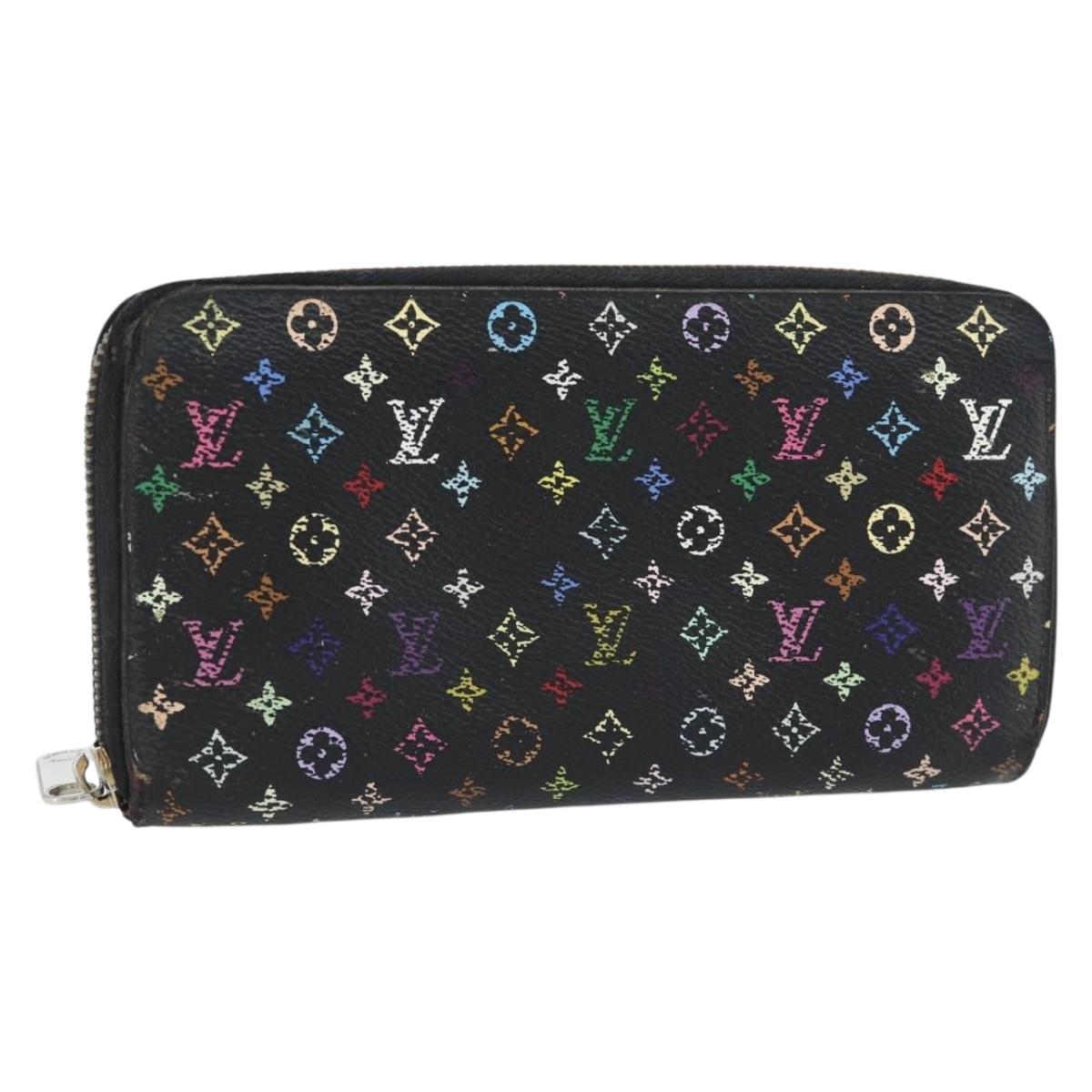 LOUIS VUITTON Monogram Multicolor Zippy Wallet Black M60243 LV Auth BA12982