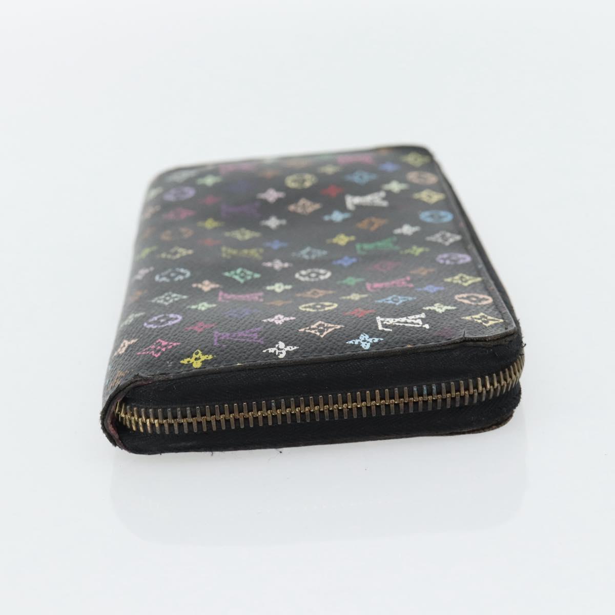 LOUIS VUITTON Monogram Multicolor Zippy Wallet Black M60243 LV Auth BA12982
