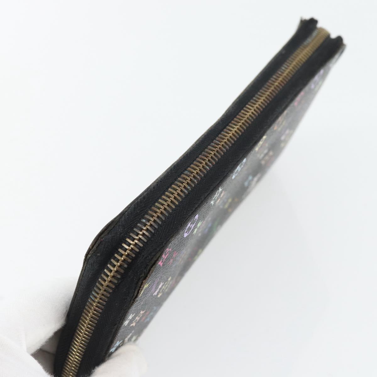 LOUIS VUITTON Monogram Multicolor Zippy Wallet Black M60243 LV Auth BA12982