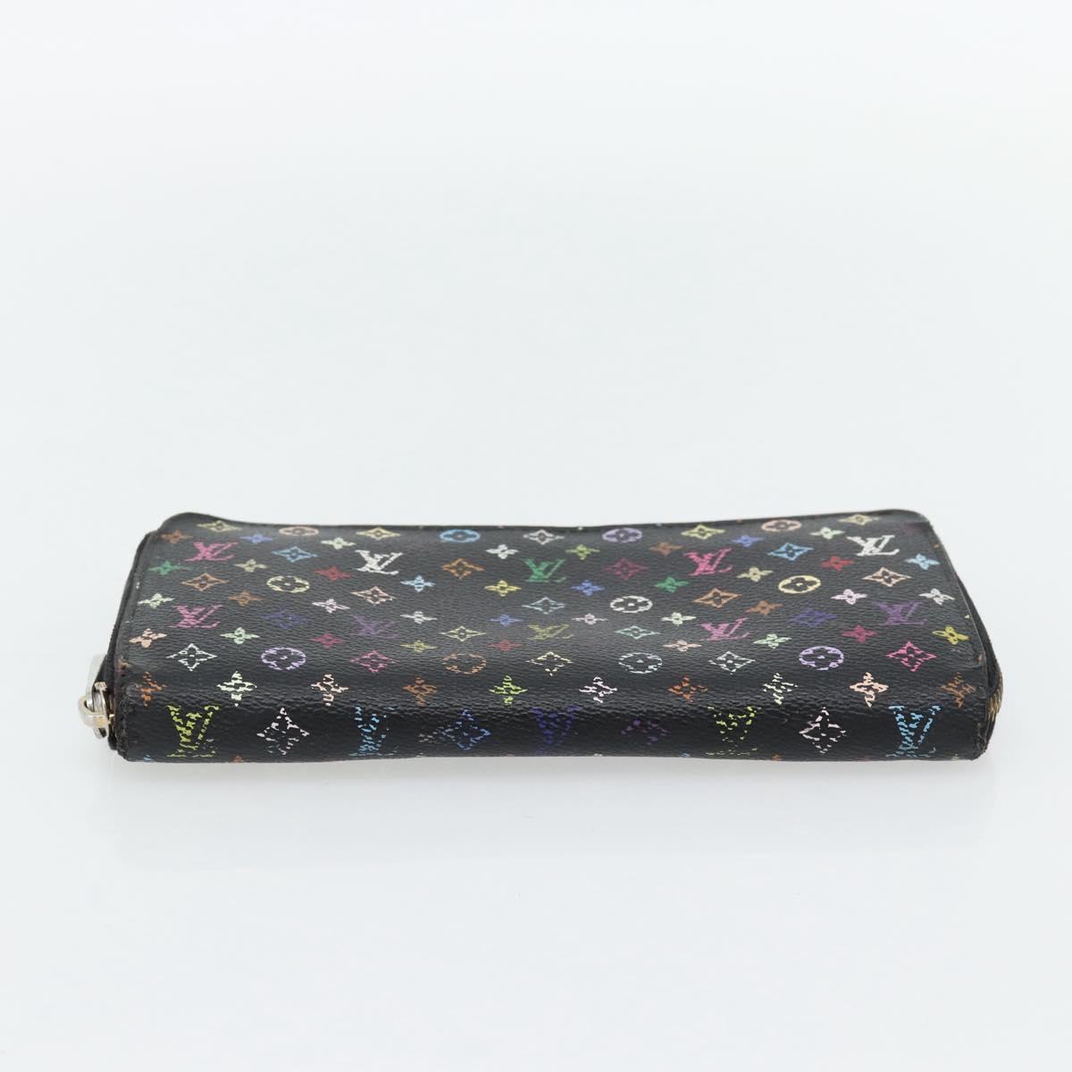 LOUIS VUITTON Monogram Multicolor Zippy Wallet Black M60243 LV Auth BA12982