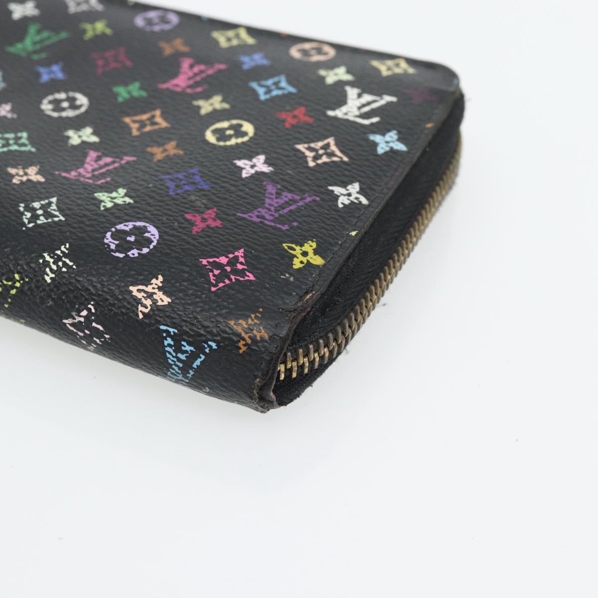 LOUIS VUITTON Monogram Multicolor Zippy Wallet Black M60243 LV Auth BA12982