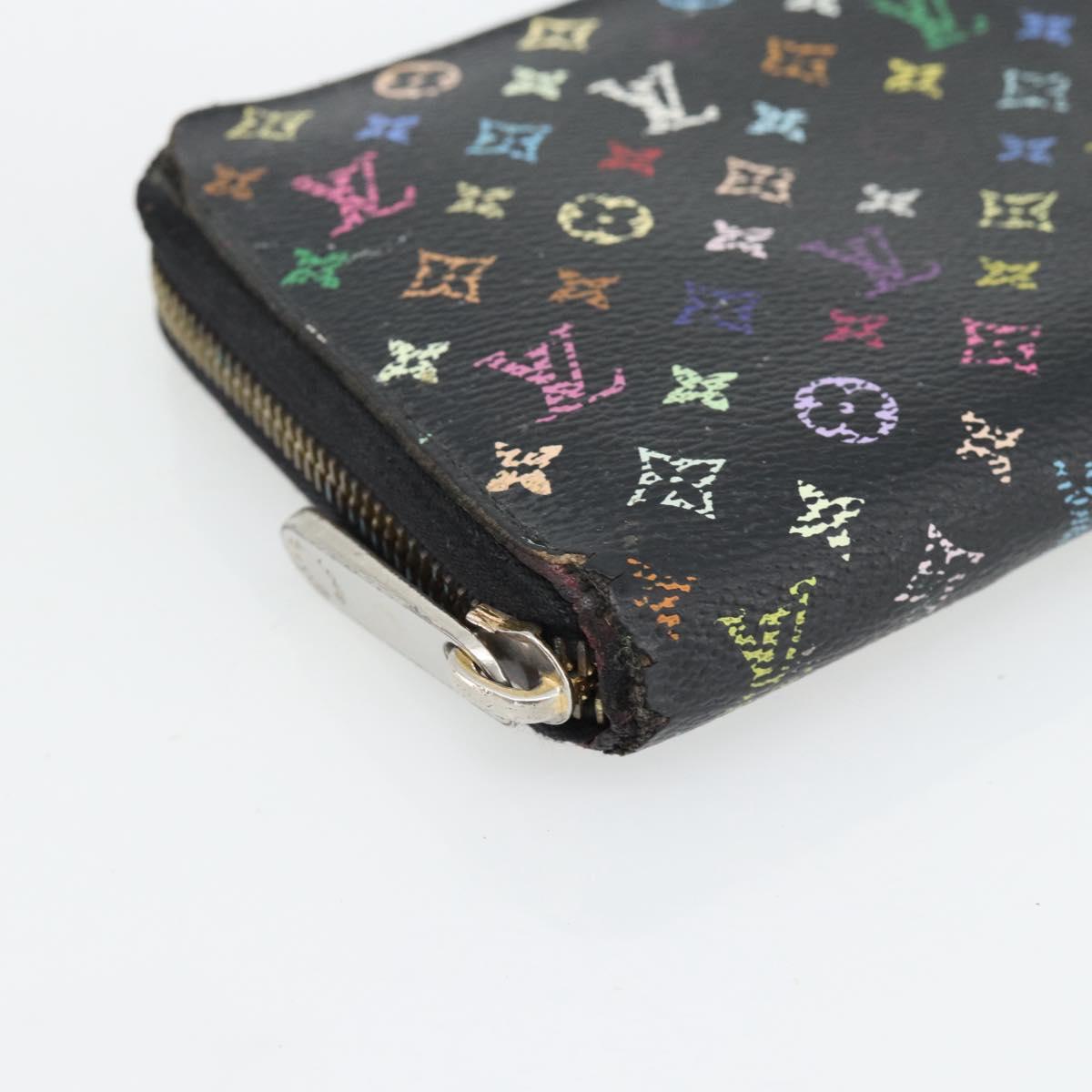 LOUIS VUITTON Monogram Multicolor Zippy Wallet Black M60243 LV Auth BA12982