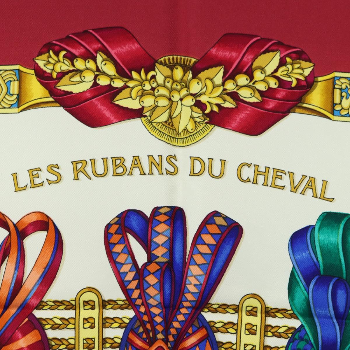HERMES Carre 90 Scarf ""LES RUBANS DU CHEVAL"" Silk Multicolor Auth BA12984V