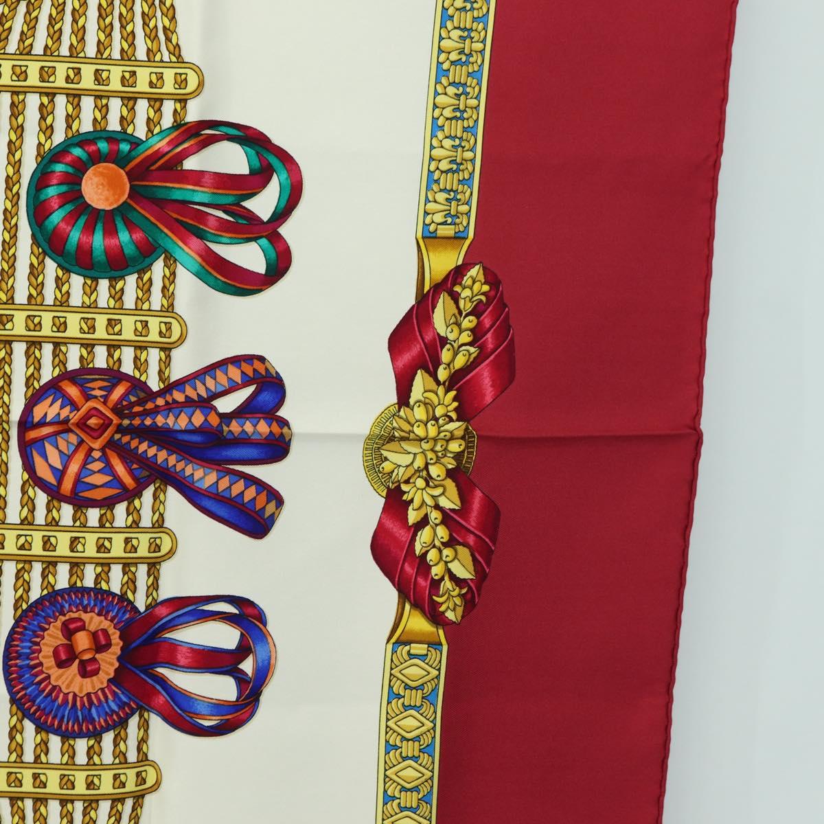HERMES Carre 90 Scarf ""LES RUBANS DU CHEVAL"" Silk Multicolor Auth BA12984V
