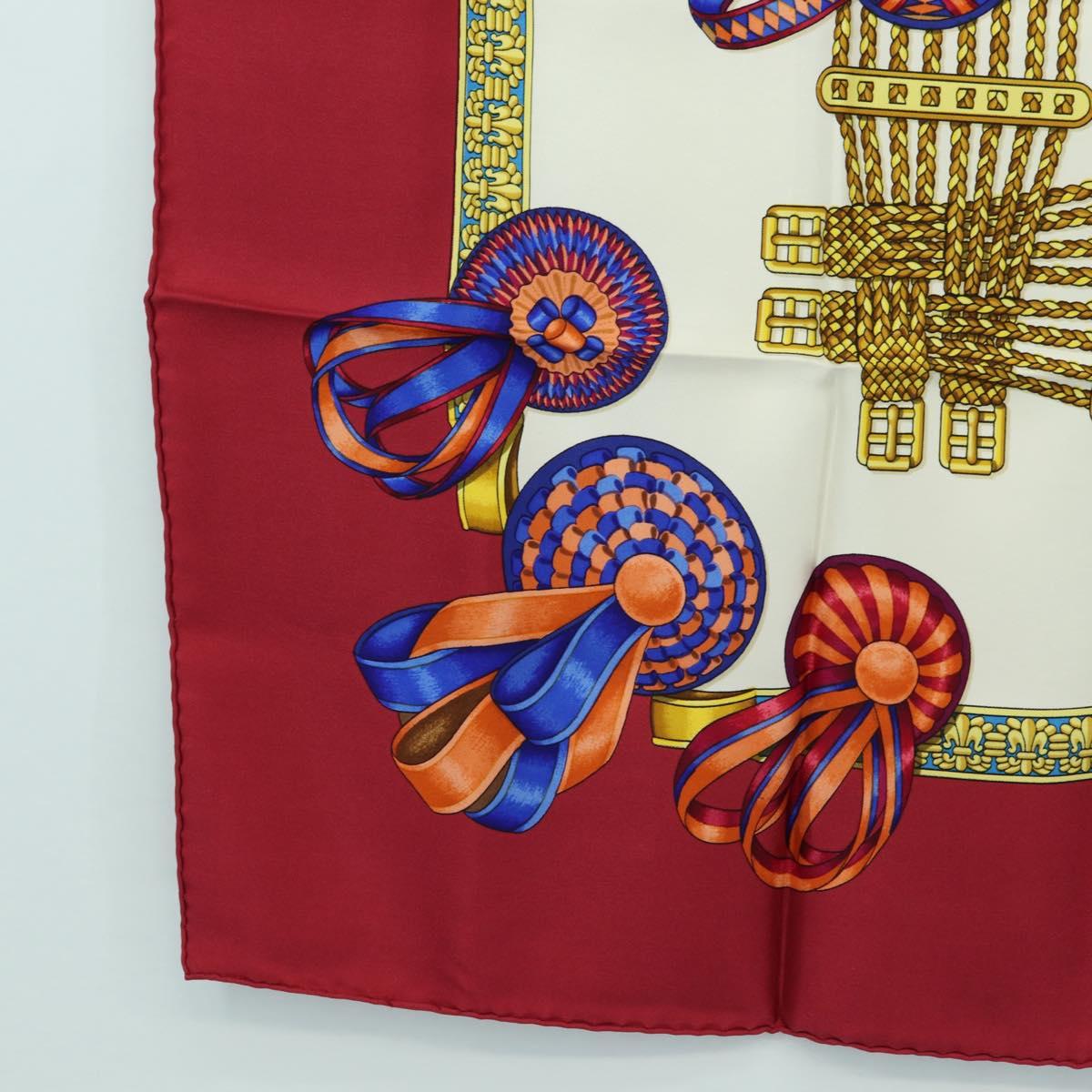 HERMES Carre 90 Scarf ""LES RUBANS DU CHEVAL"" Silk Multicolor Auth BA12984V
