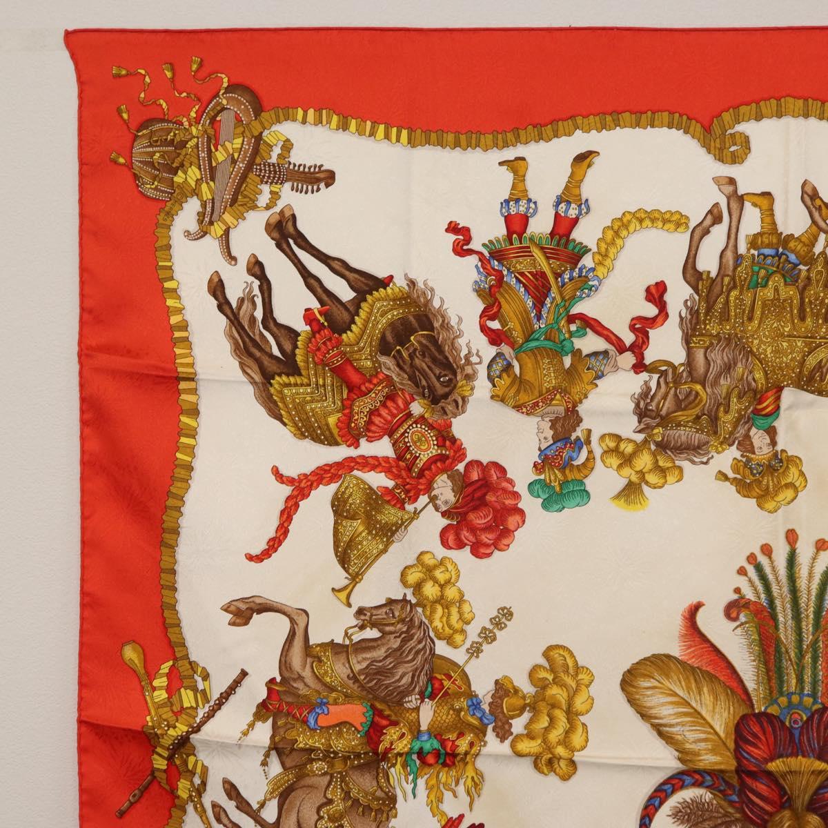 HERMES Carre 90 Scarf ""Les Fêtes du Roi Soleil"" Silk Multicolor Auth BA12985