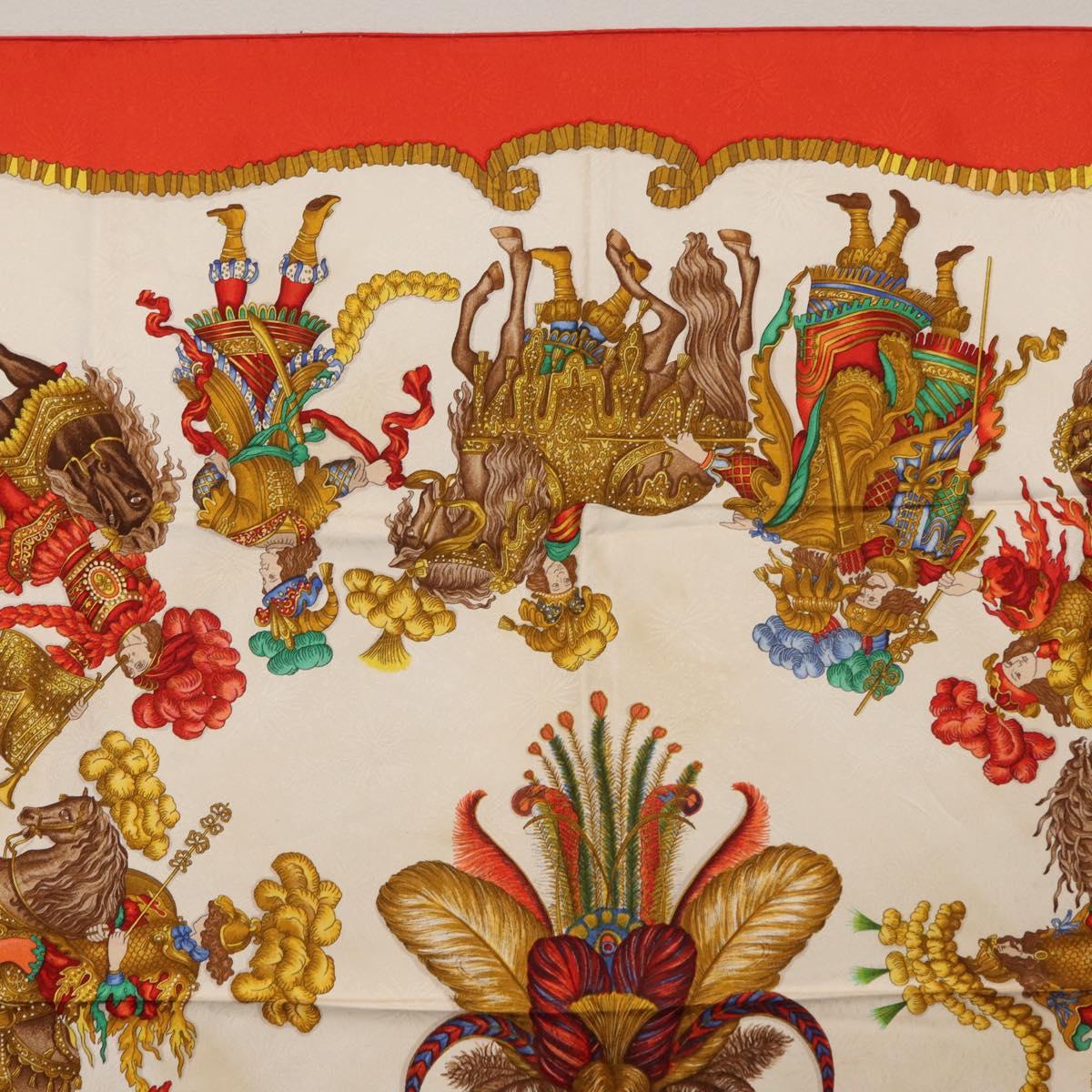 HERMES Carre 90 Scarf ""Les Fêtes du Roi Soleil"" Silk Multicolor Auth BA12985