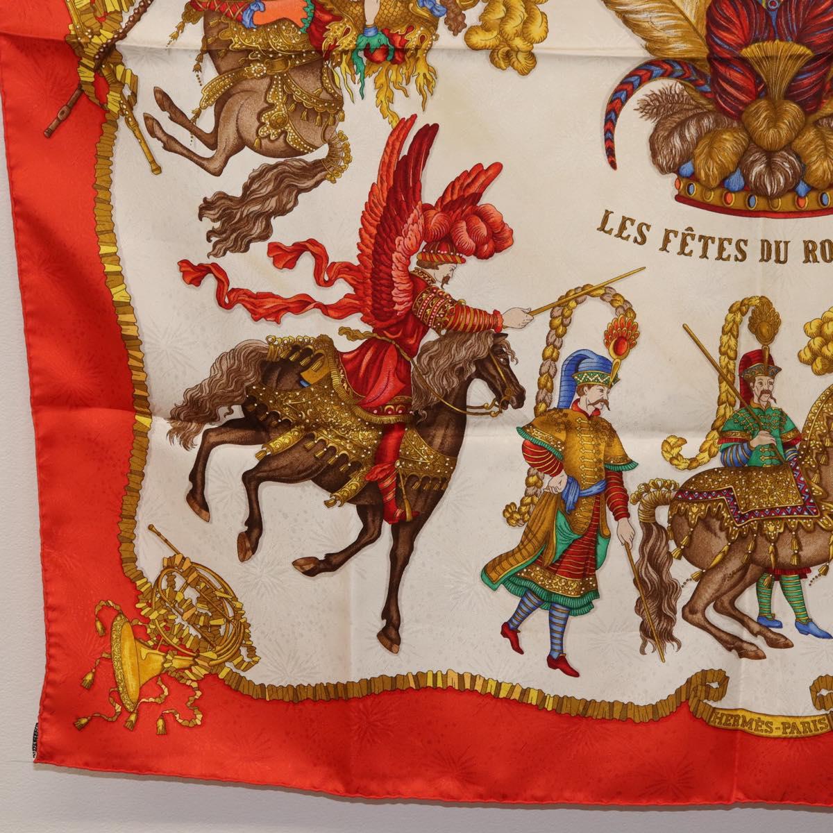 HERMES Carre 90 Scarf ""Les Fêtes du Roi Soleil"" Silk Multicolor Auth BA12985