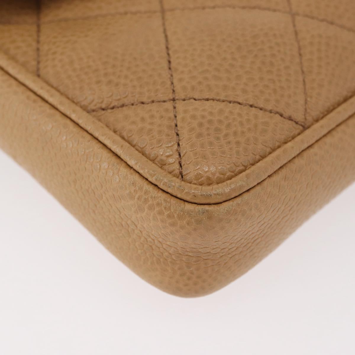 CHANEL Matelasse Waist Bag Caviar Skin Beige Gold CC Auth BA12986V