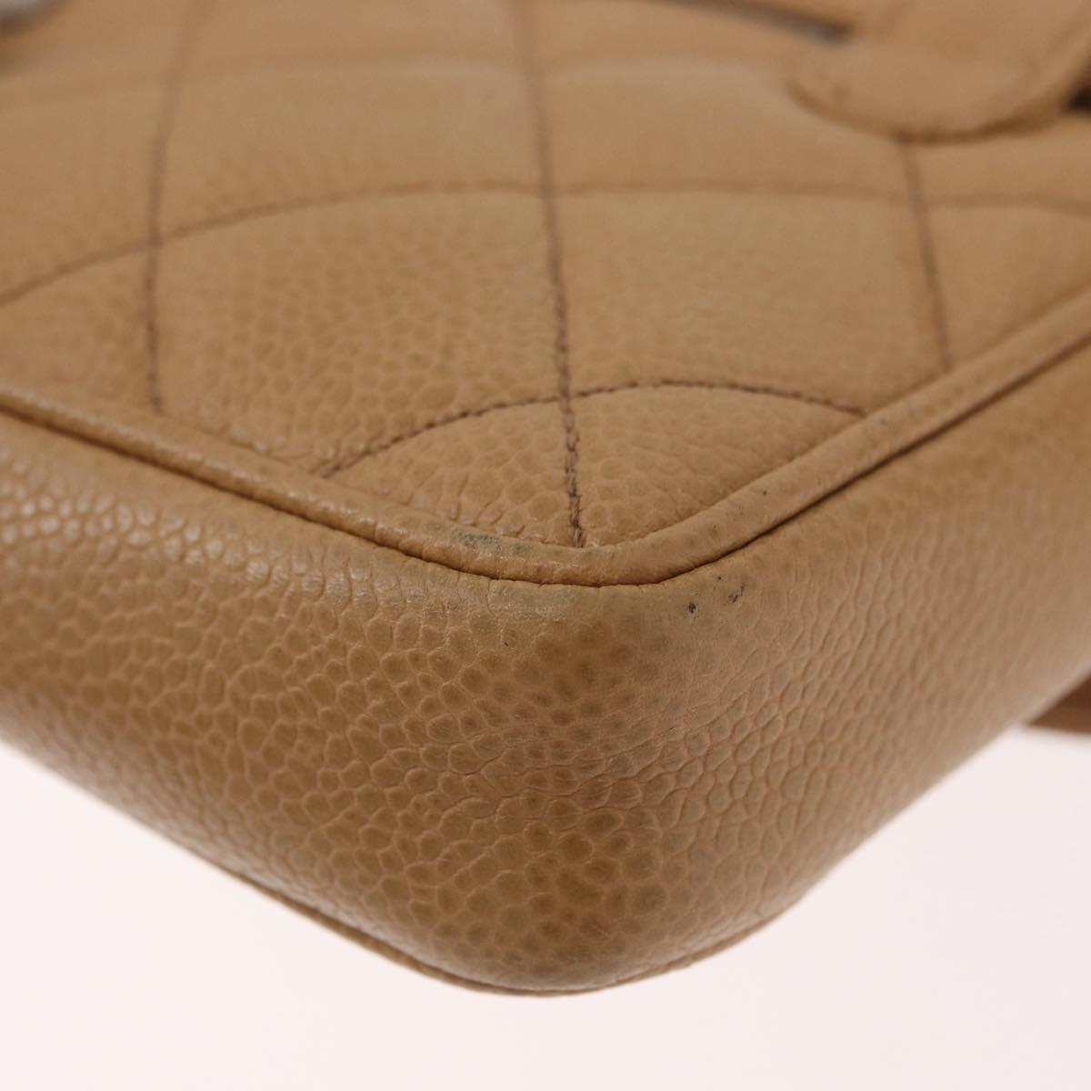 CHANEL Matelasse Waist Bag Caviar Skin Beige Gold CC Auth BA12986V